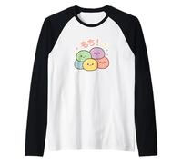 Arte de personajes lindos de comida japonesa Kawaii "Mochi" Camiseta Manga Raglan