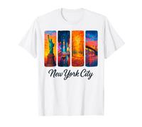 Arte de Pinceladas de la Ciudad de Nueva York con la Estatua de la Libertad y Tim Camiseta
