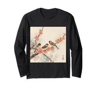 Arte de Pintura de Acuarela Japonesa Kawaii Birds on a Branch Manga Larga
