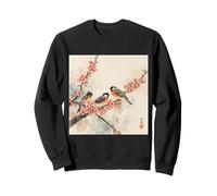 Arte de Pintura de Acuarela Japonesa Kawaii Birds on a Branch Sudadera