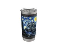 Arte de pintura de hipopótamo noche estrellada de Van Gogh Vaso térmico de acero inoxidable de doble pared