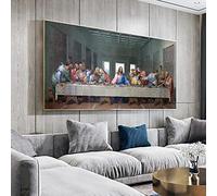 Arte de pintura famosa La última cena Jesús y los doce discípulos Pinturas en lienzo Pósteres Imprimir Cuadros de pared Decoración para el hogar 70x140cm (28x55inch) con marco dorado