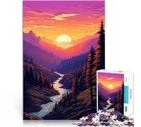 Arte de píxeles del Atardecer en el Bosque Rompecabezas de 1000 Piezas para Adolescentes Juego práctico Decoración artística del hogar 38x26cm