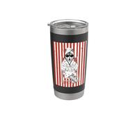 Arte de rayas de café y bata de lobo Vaso térmico de acero inoxidable de doble pared