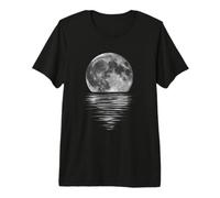 Arte de reflexión de Agua de Luna Llena | Serene Night Sky Moonlight Camiseta Premium