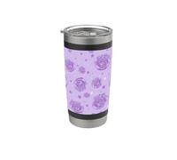 Arte de rosa pastel - Elegante gráfico de flores Vaso térmico de acero inoxidable de doble pared
