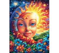 Arte de Rostro de la Diosa del Sol Puzzle 1000 Piezas Alivio De Estrés Mitos de Cuento de Hadas Rompecabezas para Hombres Y Mujeres Decoración Hogar Estera Portátil 3D Moderno 1000 PCS
