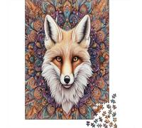Arte de Rostro de Zorro Estilo de Mandalas Coloridos Rompecabezas Sostenibles Estampados para Adultos De Madera De 52x38cm/1000pcs