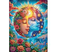 Arte de Rostro del Sol y la Luna Puzzles 300 Piezas Moderno Decorativo Minimalista Cuento de Hadas fantástico Animal Rompecabezas Familiar para Hombres Y Mujeres Aliviar Estrés Maquetas Construir 300