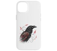 Arte de tatuaje de cuervo tribal con diseño de acentos rojos Carcasa para iPhone 14 Plus