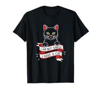 Arte de Tatuaje Divertido para Amantes de los Gatos con Texto «No Soy Soltero, Tengo un Gato» Camiseta