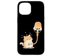 Arte de té con Leche en Burbujas Paws Purr Meow Cat Fuel Boba en la Parte Trasera Carcasa para iPhone 15