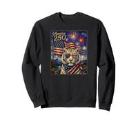 Arte de Tigre Siberiano Blanco sobre América 250, Bandera Estadounidense del 4 de Julio Sudadera