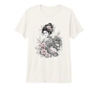 Arte de Tinta de fantasía Floral Rosa con diseño de dragón Floral Camiseta Premium