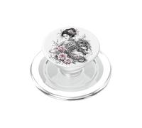 Arte de Tinta de fantasía Floral Rosa con diseño de dragón Floral PopSockets PopGrip para MagSafe