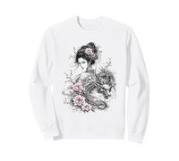 Arte de Tinta de fantasía Floral Rosa con diseño de dragón Floral Sudadera
