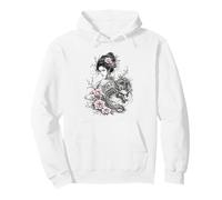 Arte de Tinta de fantasía Floral Rosa con diseño de dragón Floral Sudadera con Capucha