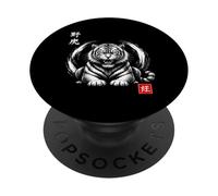 Arte de Tinta Japonesa con espíritu y Poder de Tigre PopSockets PopGrip Adhesivo