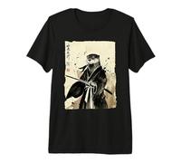 Arte de Tinta Japonesa Retro Samurai Otter Camiseta Premium