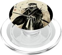 Arte de Tinta Japonesa Retro Samurai Otter PopSockets PopGrip para MagSafe