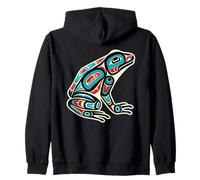 Arte de tótem Tribal de Rana nativa Americana del noroeste del Pacífico Sudadera con Capucha