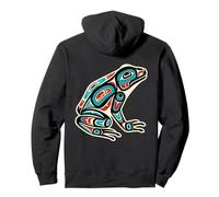 Arte de tótem Tribal de Rana nativa Americana del noroeste del Pacífico Sudadera con Capucha