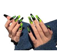 Arte de uñas que mejora el temperamento, grafiti de las Spice Girls europeas y americanas, arte de uñas de conejo verde, producto terminado que se puede usar a mano puro, la uña es desmontable, blanca