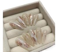 Arte de uñas que realza el temperamento, beige puro hecho a mano, usar una uña almendrada, mostrar la mano y tomarse unas largas vacaciones, y el arte de las uñas es dulce y desmontable.(XS)