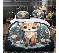 Arte de vaca linda Funda de Edredón con Fundas de Almohada 3 Piezas Suave Estampado 3D Cierre de Cremallera Oculta Lavables Dibujos animados de acuarela Funda Edredon for familia King（220x240cm）