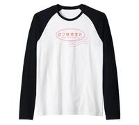 Arte de Vacaciones de Playa con Olas costeras Vintage de Verano Camiseta Manga Raglan