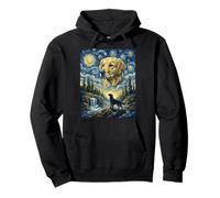 Arte de Van Gogh con un Perro Golden Retriever, Luna Aullando, Noche Estrellada Sudadera con Capucha