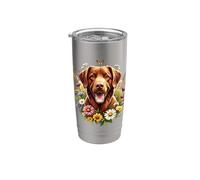 Arte de verano con flores silvestres y margaritas para perros Chesapeake Bay Retriever Vaso térmico de acero inoxidable de doble pared