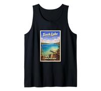 Arte de Viaje Retro de Michigan Torch Lake Traverse City Up North Camiseta sin Mangas