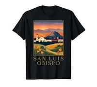 Arte de Viaje Retro Vintage de San Luis Obispo California Mission Camiseta