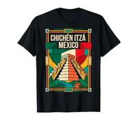 Arte de Viaje Vintage con Bandera de México de Chichén Itzá Camiseta