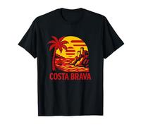 Arte de viaje vintage de la Costa Brava Sunset Coast Camiseta