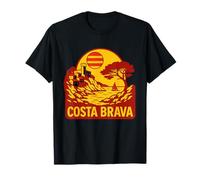 Arte de viaje vintage de la Costa Brava Sunset Coast Camiseta