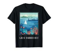 Arte de Viaje Vintage de la Costa Marina de Australia de la Gran Barrera de Coral Camiseta