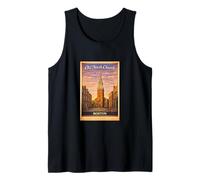Arte de Viaje Vintage de la Iglesia de Boston aéreo American Revolution Camiseta sin Mangas
