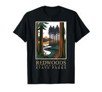 Arte de Viaje Vintage de Redwoods National and State Parks Camiseta