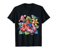 Arte de Vida Silvestre de Aves y Flores Tropicales para Amantes de la Naturaleza Camiseta