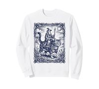 Arte de xilografía Vintage de Gato Montando Mago místico Sudadera