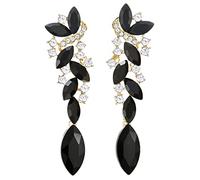 Arte Deco Boda Nupciales Fiesta Negro Rhinestones Marquise Cluster Chandelier Araña de Luces Statement Declaración Pendientes