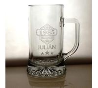 Arte-Deco Jarra DE Cerveza Stern GRABADA Y Personalizada con AÑO DE Nacimiento. Jarra 520 ML con Estuche, Regalo para cumpleaños, Hombre, Mujer y Cualquier celebración