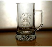 Arte-Deco Jarra DE Cerveza Stern GRABADA Y Personalizada CUMPLEAÑOS NÚMEROS. con Velas. Jarra 520 ML con Estuche, Regalo para cumpleaños, Hombre, Mujer y Cualquier celebración
