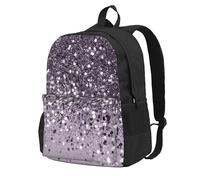 Arte decorativo brillante con purpurina de una dama lavanda resplandeciente,Mochila con bolsillos, mochila informal para el día a día, resistente al agua, ideal para la escuela, viajes