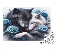 Arte del Amor del Lobo 1000 Piezas Cartón Resistente Rompecabezas Premium Pareja Socios Descompresión Desafío Decoración De Paredes Paquete De Valor 38x26cm/1000pcs