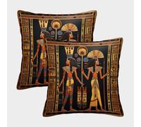 Arte del Antiguo Egipto Fundas De Almohada Estilo jeroglífico Egipcio Cojines Decorativos Impresos En 3D,para Sofá Cama 50x50cm 2 Paquetes