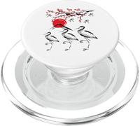 Arte del árbol de Garza Estilo Cultural de Japón Flor de Cerezo PopSockets PopGrip para MagSafe