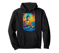 Arte del atardecer de Buda, meditación espiritual del océano Mindfulness Sudadera con Capucha